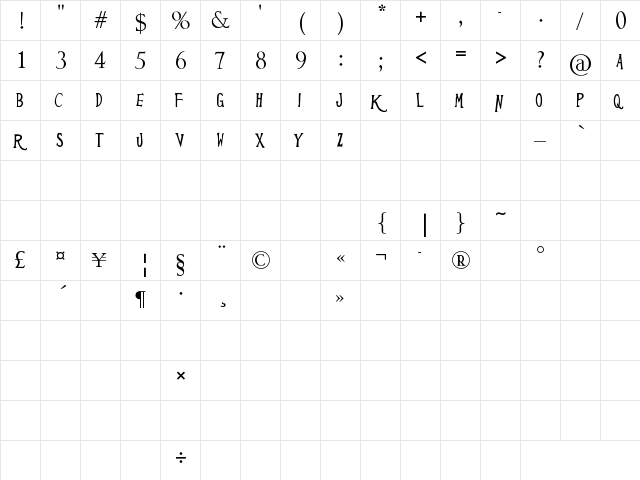 Computer Is Personal Regular  glyph index