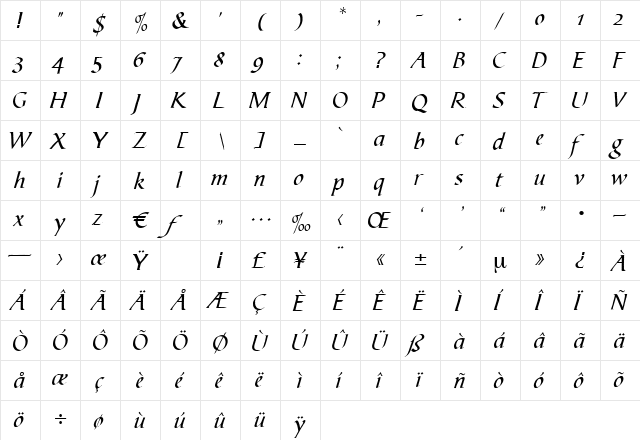 Oekumene Regular  glyph index