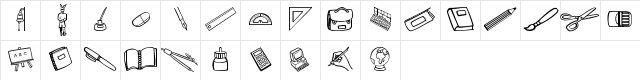Schooldays Regular  glyph index