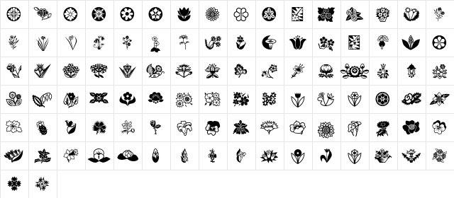 MiniPics LilFlowers  glyph index