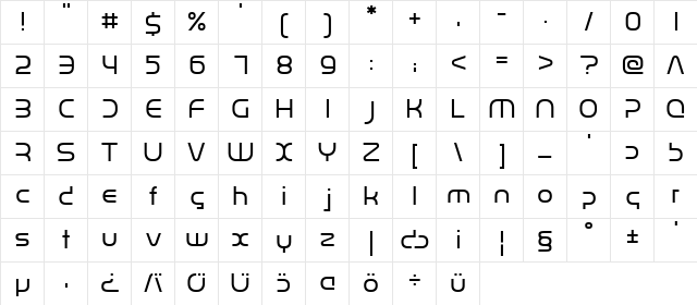 dayflash Regular Regular  glyph index