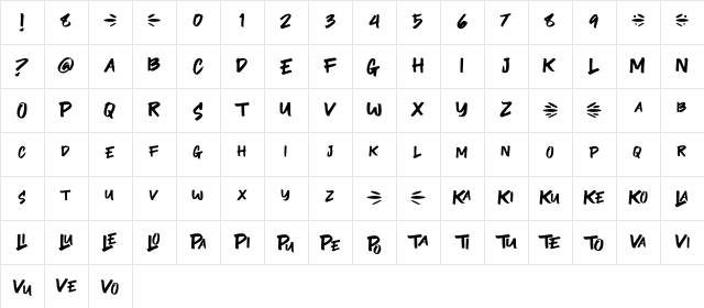 LingLengLang Regular  glyph index