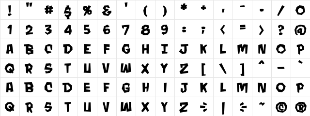 MondoBeyondo BB Bold  glyph index