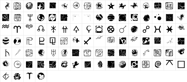AstrobatsTwo Regular  glyph index