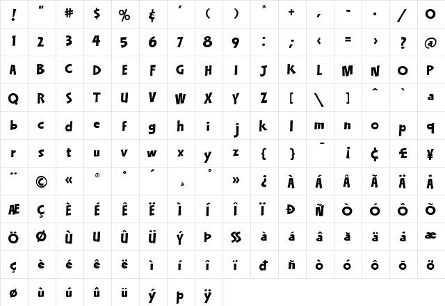 LHF Happy Fun Ball REG Regular  glyph index