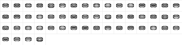 Bulged Monogram Stylish Flat Regular  glyph index
