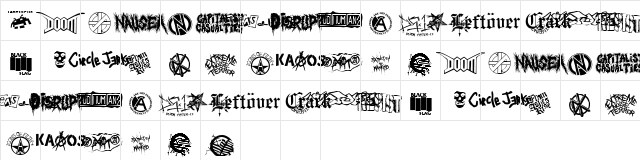 punk rawk dingbatz  glyph index