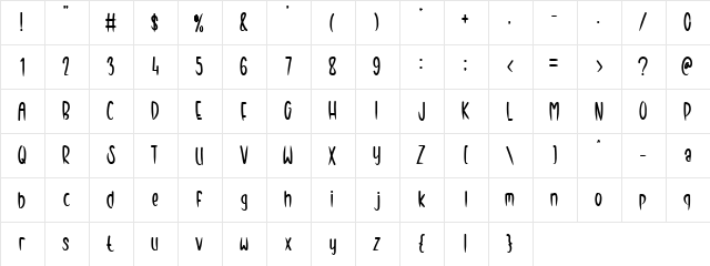 Baby Boy Regular  glyph index