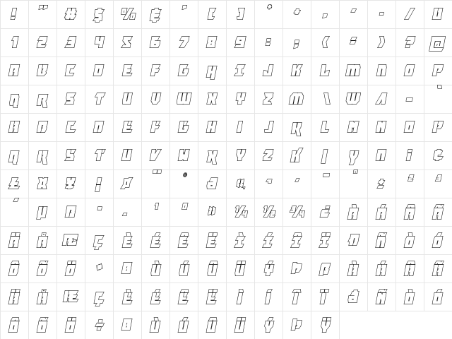 Furiosa Outline Italic Outline Italic  glyph index