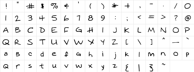 mashed Regular  glyph index