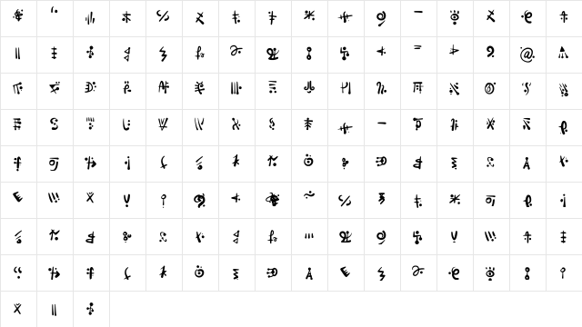 Alien_Hieroglyph Medium  glyph index