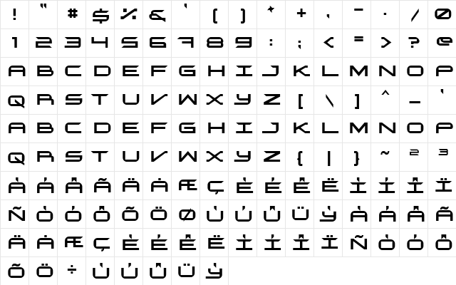 Velekom Regular  glyph index