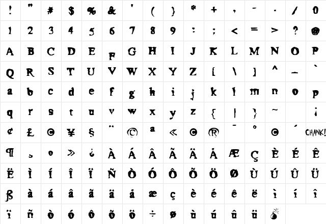 Moonshine Murky  glyph index