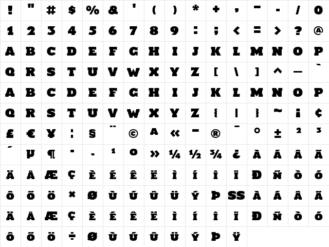 Shire Regular  glyph index