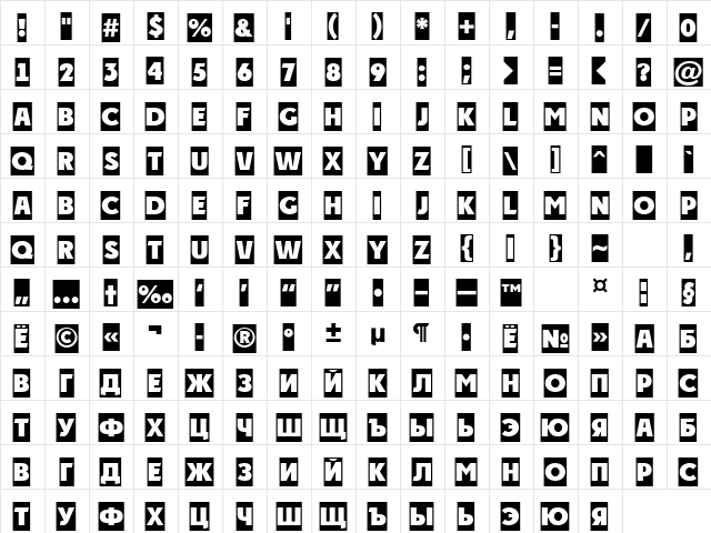 a_PlakatTitulCm Regular  glyph index