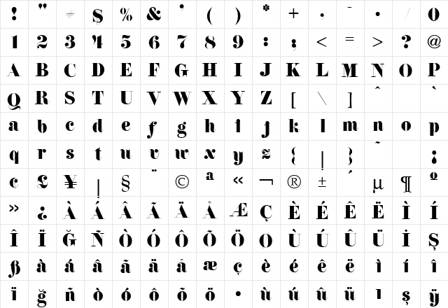 TR Firenze ITCNormal  glyph index