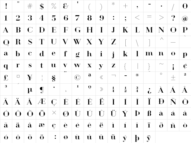 Geotica Three Regular  glyph index