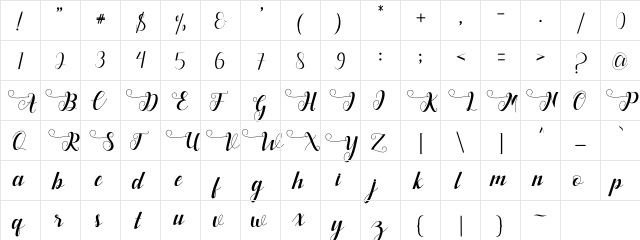 Deliya Regular  glyph index