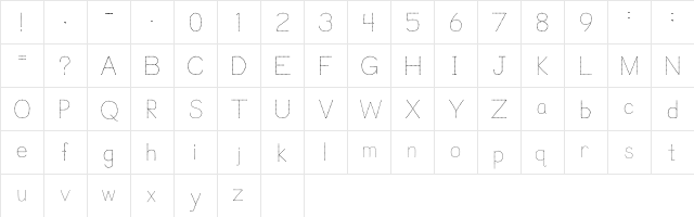 Trace Font for Kids Regular  glyph index