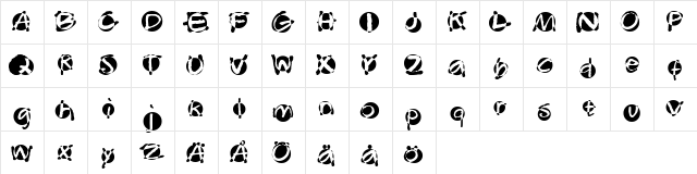 Swabba Regular  glyph index