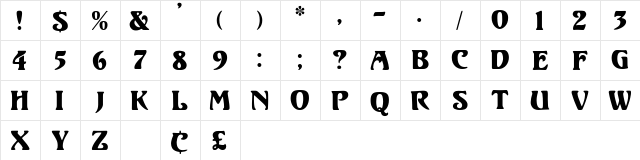 Volute Display Caps SSi Regular  glyph index