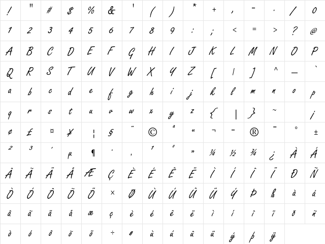 Freestyle Script Std Medium  glyph index