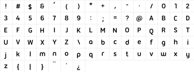 Halftone Font Bold  glyph index