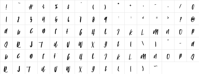 THE FOX Regular  glyph index