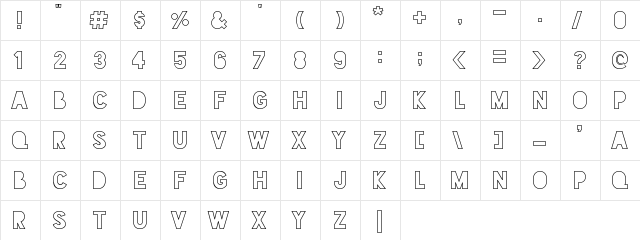 Blackout Sunrise  glyph index