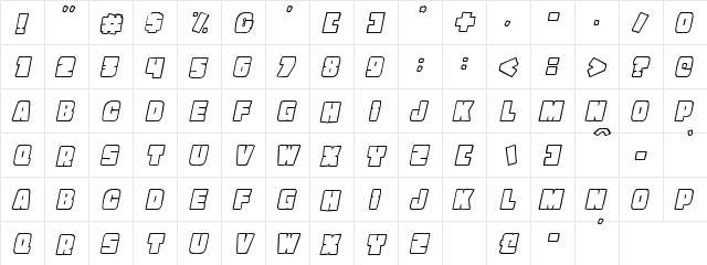 Holiday Chocolate Cursiva  glyph index