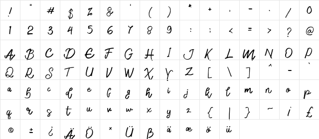Emargo Regular  glyph index