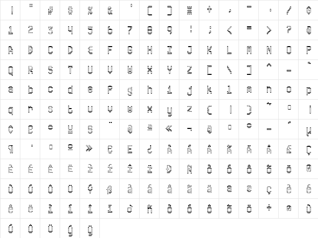 ABS Regular  glyph index