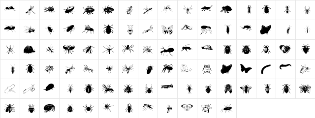 Lemay's Bug Regular  glyph index