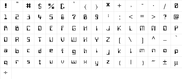 SillyconValley Regular  glyph index