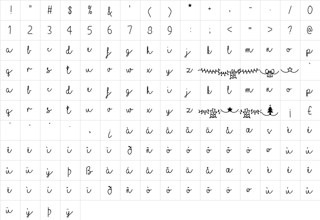 I Love Christmas Regular  glyph index