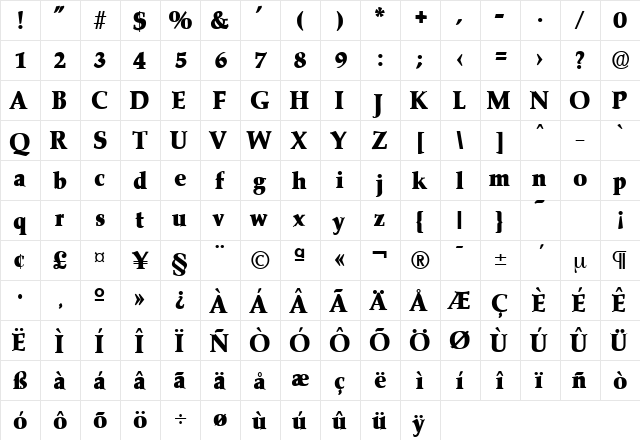 Marathon-Serial-Heavy Regular  glyph index