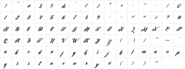 Peenguin Italic Regular  glyph index