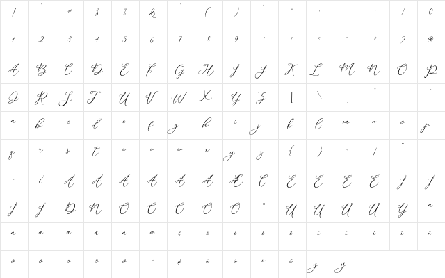Modennta Regular  glyph index