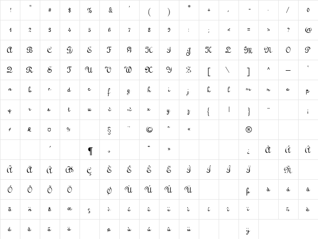 Visitation Rights 1 Regular  glyph index