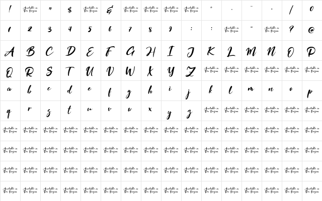 Tempe! Regular  glyph index