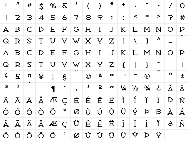 RepublikSerifICG 01  glyph index