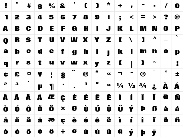 Folio Std Extra Bold  glyph index