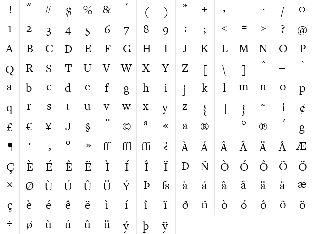FreightText Book  glyph index