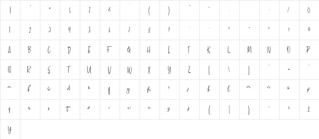 Madeleine Demo Regular  glyph index