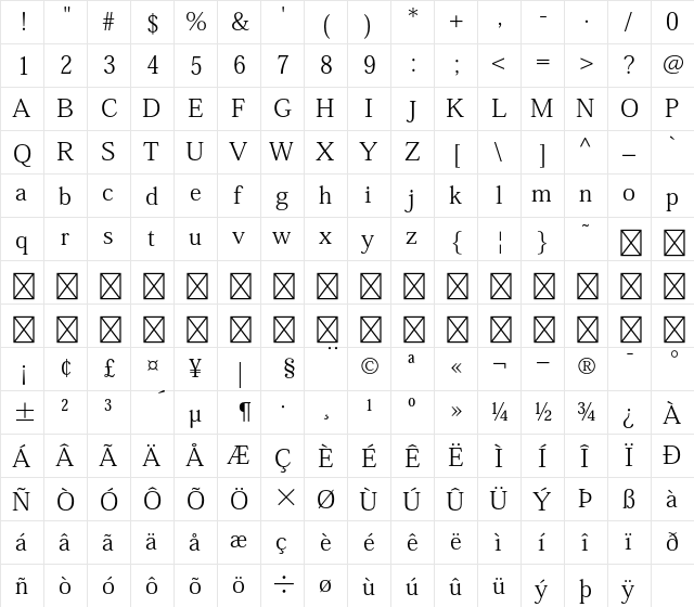 Heisei Mincho Std W3  glyph index