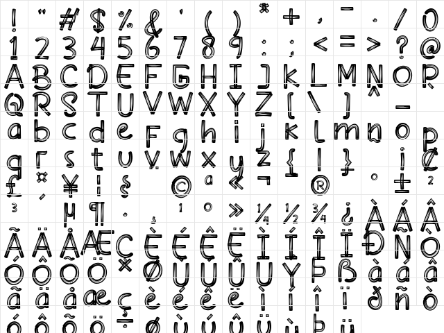 Loving Stay Regular  glyph index