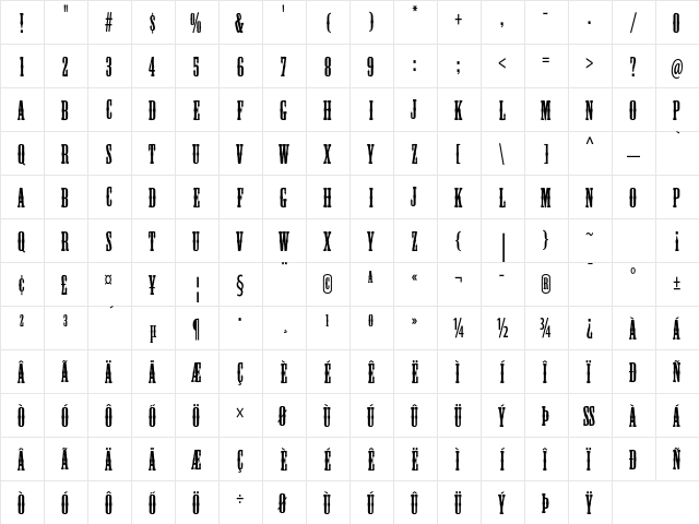Mesquite Std Medium  glyph index