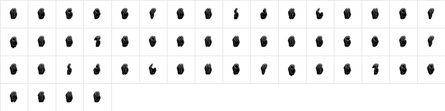 Honey Bunny Black Regular  glyph index