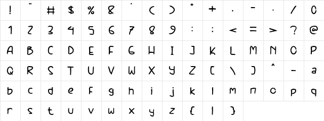 Electric Kiss Regular  glyph index