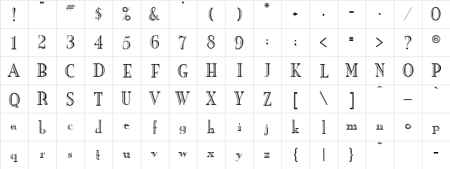 Boston Regular  glyph index